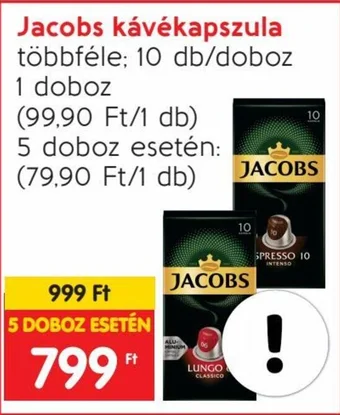Spar Jacobs kávékapszula 10 db ajánlat