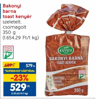 Spar Bakonyi barna toast kenyér 350 g ajánlat