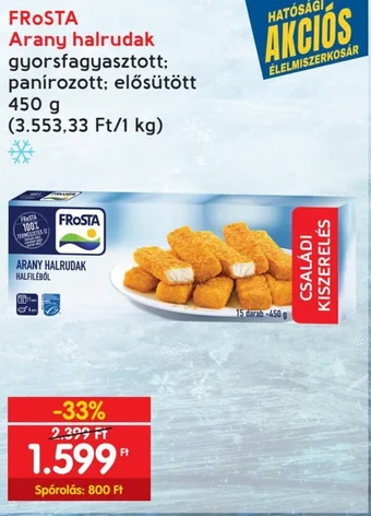 Spar FROSTA Arany halrudak 450 g ajánlat