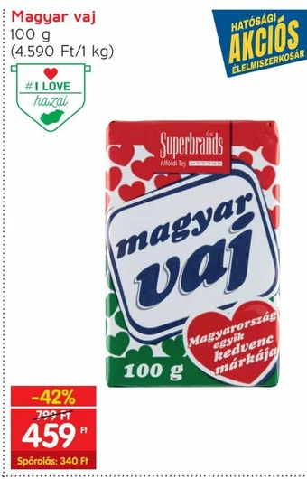 Spar Magyar vaj 100 g ajánlat