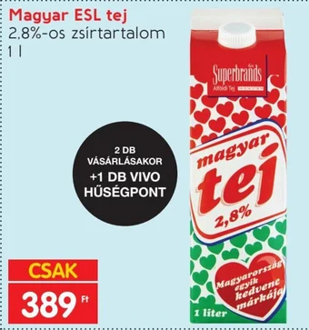 Spar Magyar ESL tej 1 l ajánlat