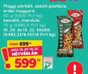 Spar Mogyi pörkölt, sózott pisztácia, erdei mogyoró stb. 60 / 70 g ajánlat