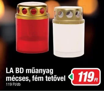 LA BD műanyag mécses, fém tetővel