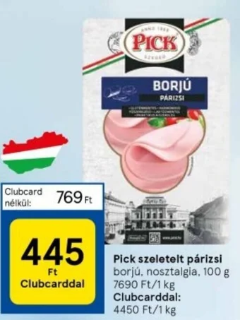 Tesco Pick szeletelt párizsi 100g ajánlat