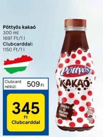 Tesco Pöttyös kakaó 300 ml ajánlat