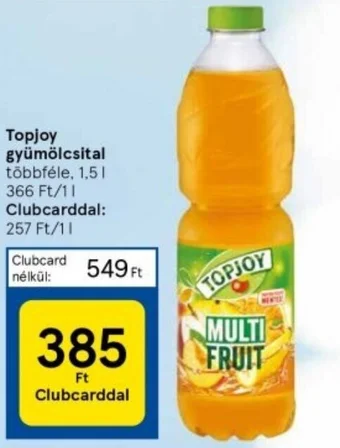 Tesco Topjoy gyümölcsital 1,5l ajánlat