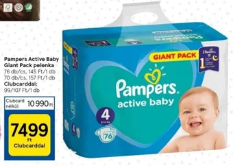 Tesco Pampers Active Baby Giant Pack pelenka ajánlat