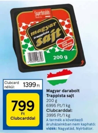 Tesco Magyar darabolt Trappista sajt 200 g ajánlat