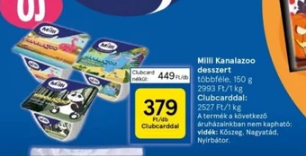 Tesco Milli Kanalazoo desszert 150g ajánlat