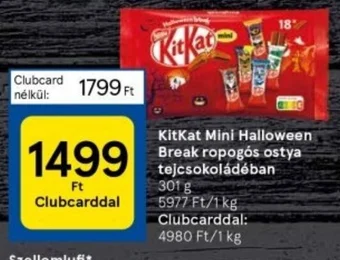 Tesco KitKat Mini Halloween Break ropogós ostya tejcsokoládéban 301g ajánlat