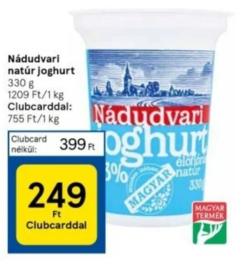 Tesco Nádudvari natúr joghurt 330g ajánlat