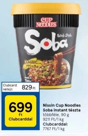 Tesco Nissin Cup Noodles Soba instant tészta 90g ajánlat