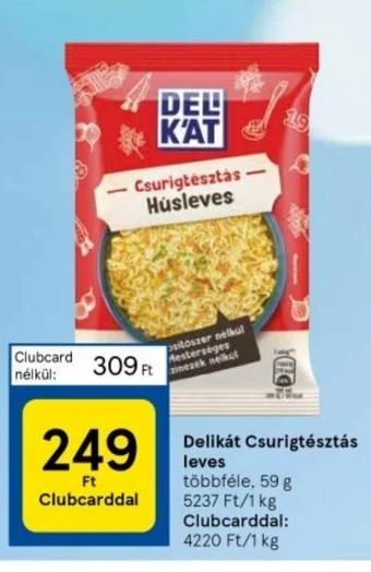 Tesco Delikát Csurigtésztás Húsleves 59g ajánlat