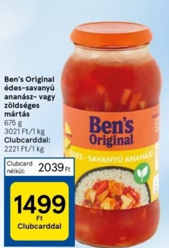 Tesco Ben's Original édes-savanyú ananász vagy zöldséges mártás 675g ajánlat