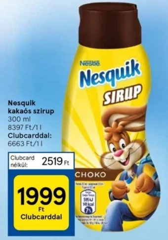 Tesco Nesquik kakaós szirup 300 ml ajánlat