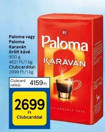 Tesco Paloma vagy Paloma Karaván őrölt kávé 900 g ajánlat