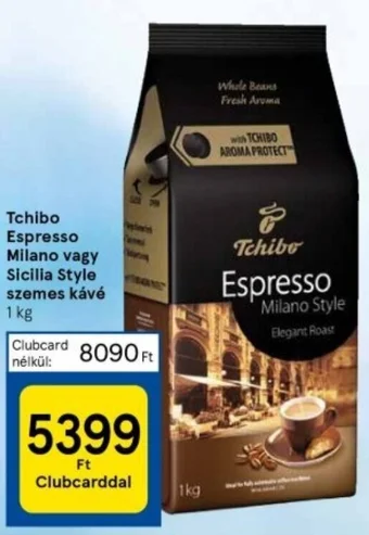 Tesco Tchibo Espresso Milano vagy Sicilia Style szemes kávé 1 kg ajánlat