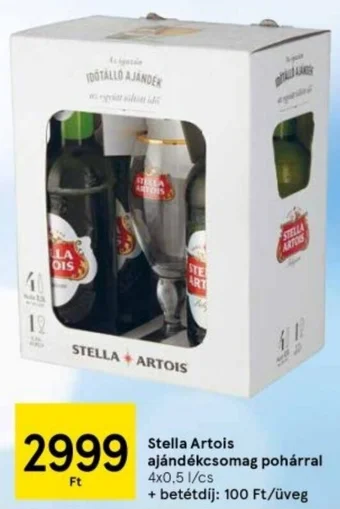 Tesco Stella Artois ajándékcsomag pohárral 2l ajánlat