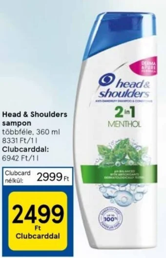 Tesco Head Shoulders sampon 360ml ajánlat