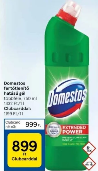 Tesco Domestos fertőtlenítő hatású gél 750ml ajánlat