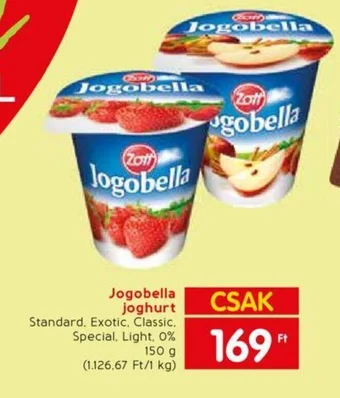 Spar Zott Jogobella joghurt 150g ajánlat