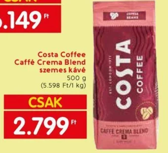 Spar Costa Coffee Caffé Crema Blend szemes kávé 500g ajánlat