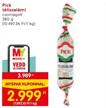 Spar Pick téliszalámi 380g ajánlat