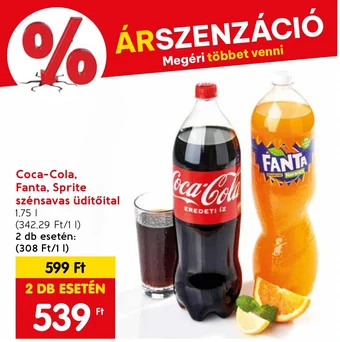 Spar Coca Cola Fanta Sprite szénsavas üdítőital 1,75l ajánlat