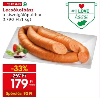Interspar Lecsókolbász 10dkg ajánlat