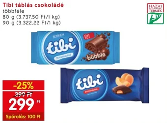 Interspar Tibi táblás csokoládé 90g ajánlat