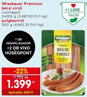 Interspar Wiesbauer Premium bécsi virsli 2x200g ajánlat