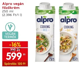 Interspar Alpro vegán főzőkrém 250 ml ajánlat