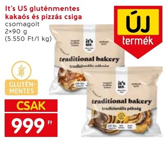 Interspar It's US gluténmentes kakaós és pizzás csiga 2x90g ajánlat