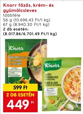 Knorr főzős, krém- és gyümölcsleves 56g