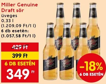 Interspar Miller Genuine Draft sör 0,33l ajánlat