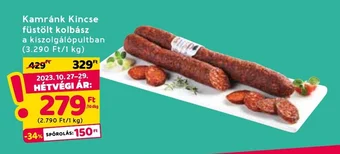 Interspar Kamránk Kincse füstölt kolbász, 10dkg ajánlat