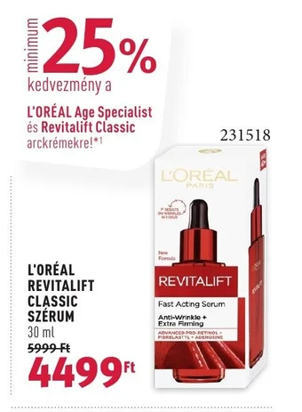 Rossmann L'ORÉAL REVITALIFT CLASSIC SZÉRUM, 30ml ajánlat