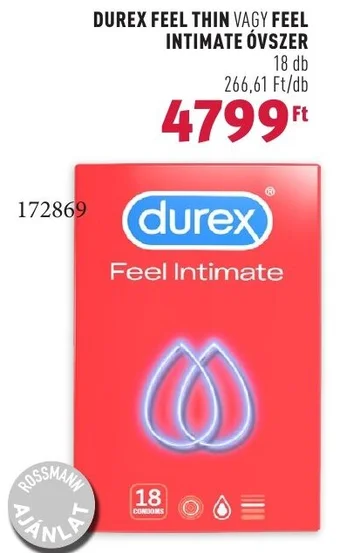 Rossmann DUREX FEEL THIN VAGY FEEL INTIMATE ÓVSZER, 18db ajánlat