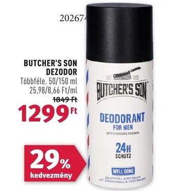 Rossmann BUTCHER'S SON DEZODOR, 50/150ml ajánlat