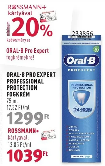 Rossmann ORAL-B PRO EXPERT PROFESSIONAL PROTECTION FOGKRÉM, 75ml ajánlat