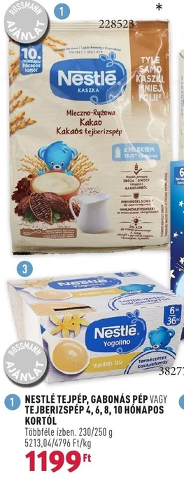 Rossmann NESTLÉ TEJPÉP, GABONÁS PÉP VAGY TEJBERIZSPÉP 4, 6, 8, 10 HÓNAPOS KORTÓL ajánlat
