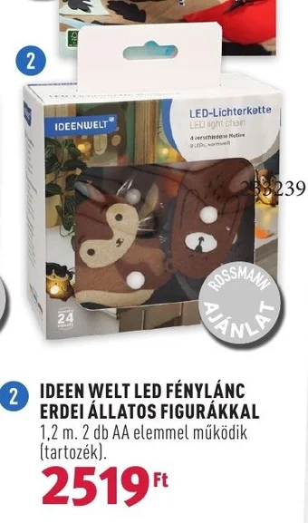 Rossmann IDEEN WELT LED FÉNYLÁNC ERDEI ÁLLATOS FIGURÁKKAL 1,2 m. 2 db ajánlat