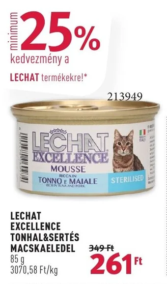 Rossmann LECHAT EXCELLENCE TONHAL&SERTÉS MACSKAELEDEL 85g ajánlat