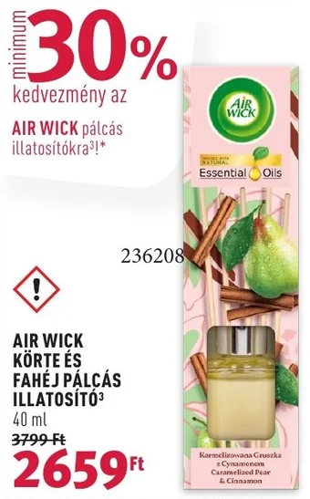 Rossmann AIR WICK KÖRTE ÉS FAHÉJ PÁLCÁS ILLATOSÍTÓ 40 ml ajánlat