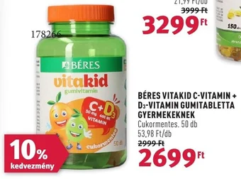 Rossmann BÉRES VITAKID C-VITAMIN + D3-VITAMIN GUMITABLETTA GYERMEKEKNEK 50db ajánlat