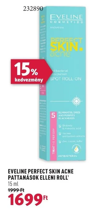 Rossmann EVELINE PERFECT SKIN ACNE PATTANÁSOK ELLENI ROLL 15ml ajánlat