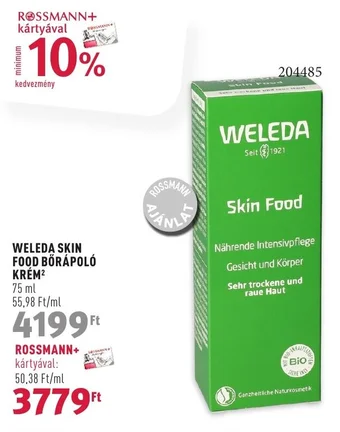 Rossmann WELEDA SKIN FOOD BŐRÁPOLÓ KRÉM 75ml ajánlat