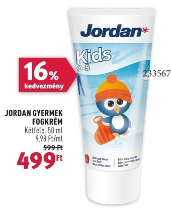 Rossmann JORDAN GYERMEK FOGKRÉM 50ml ajánlat