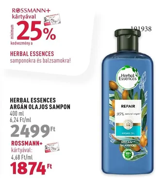 Rossmann HERBAL ESSENCES ARGÁN OLAJOS SAMPON 400ml ajánlat