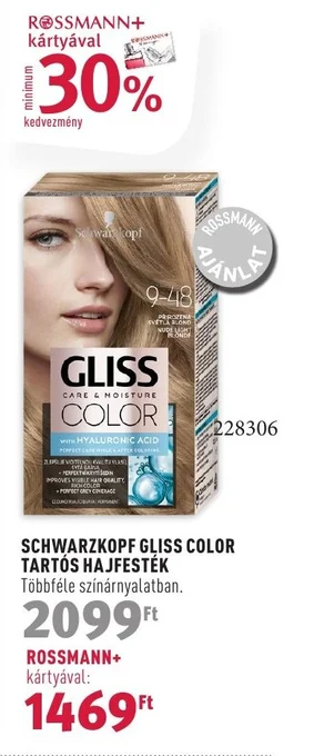 Rossmann SCHWARZKOPF GLISS COLOR TARTÓS HAJFESTÉK ajánlat